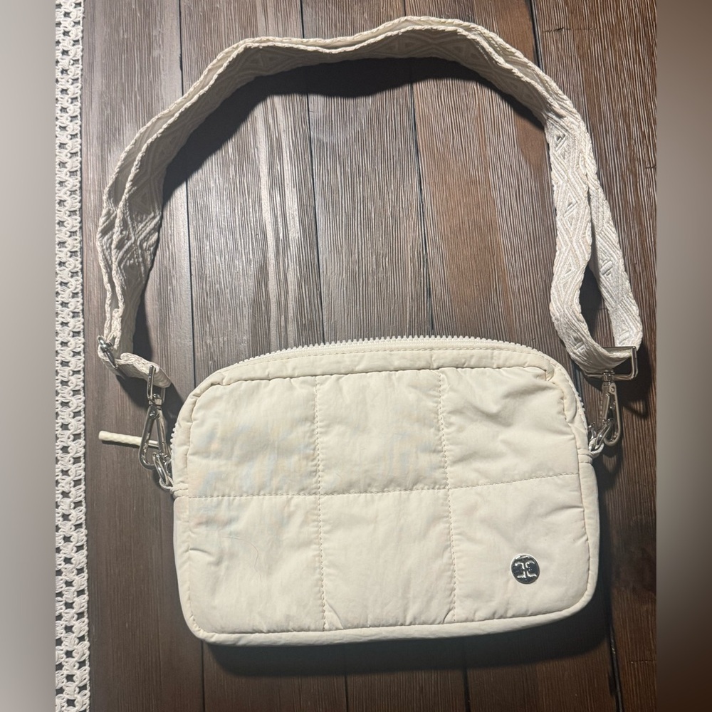 Quilted Cream Crossbody Bag with Adjustable Strap by Telena